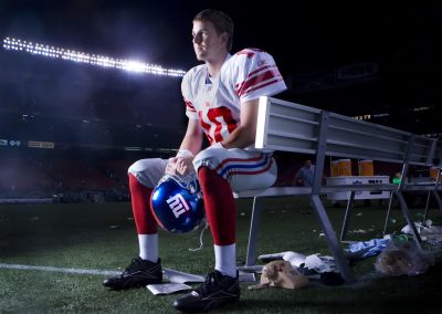 New York Giants' rookie quarterback Eli Manning after a game at Giants Stadium. Photo ©suzy allman