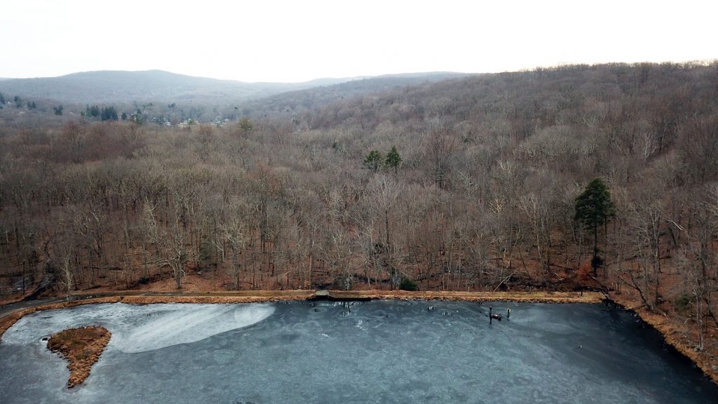 Aerial view of Lake Hudsonia dam