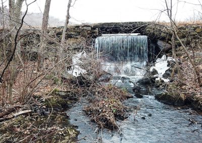 Lake Hudsonia Dam's main spillway makes a waterfall.