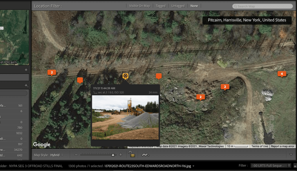 A screenshot of the maps function in Lightroom.